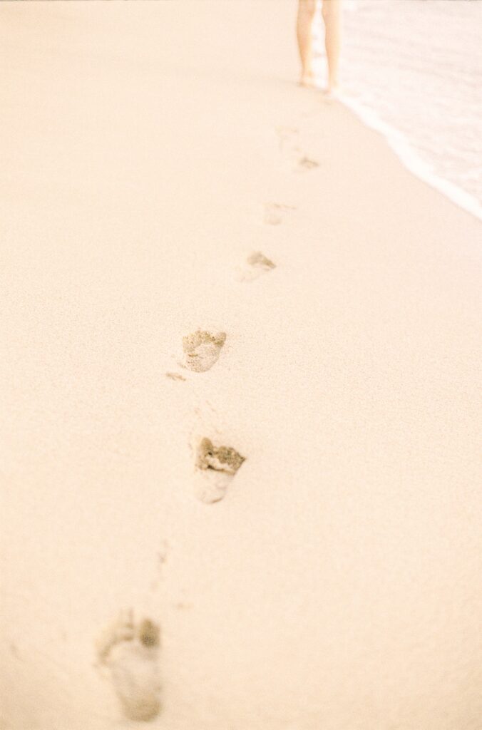 Footprints in the sand on Maui