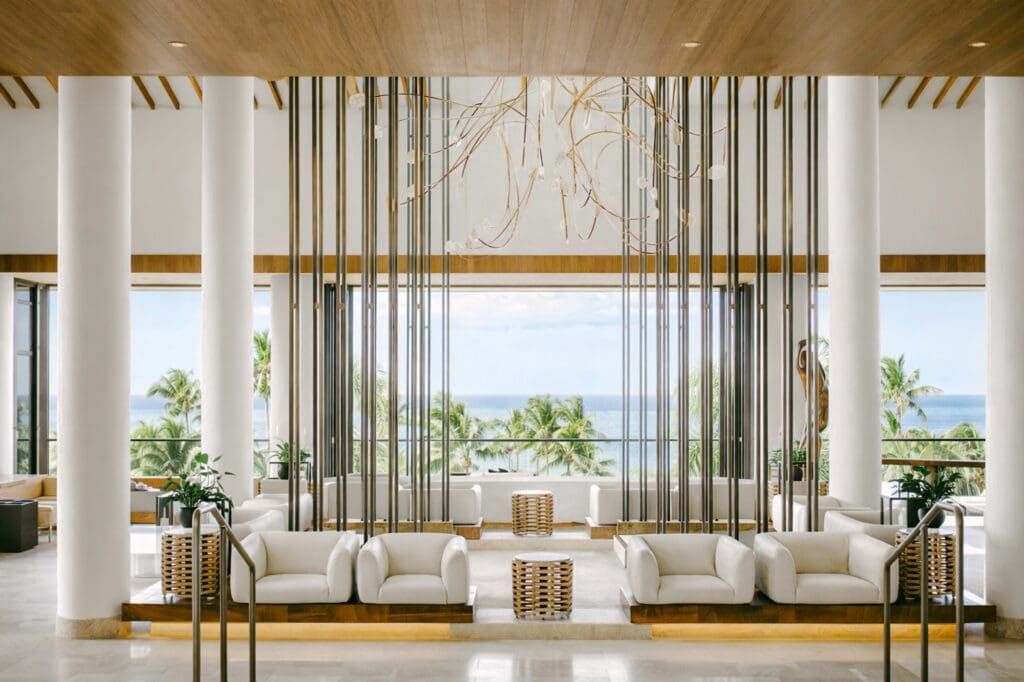 Ocean view from the open-air lobby of the Andaz Maui in Wailea