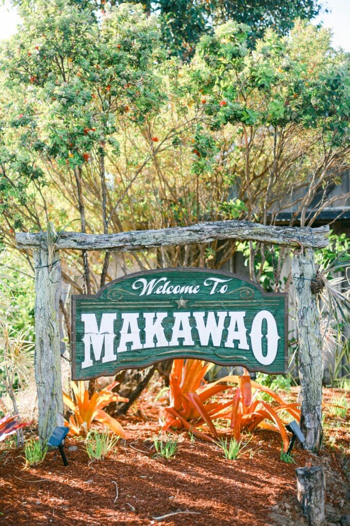 Makawao Old Town sign in Upcountry Maui