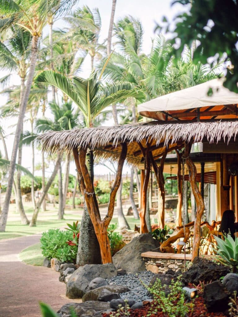 Tropical exterior of Mama’s Fish House in Paia Hawaii