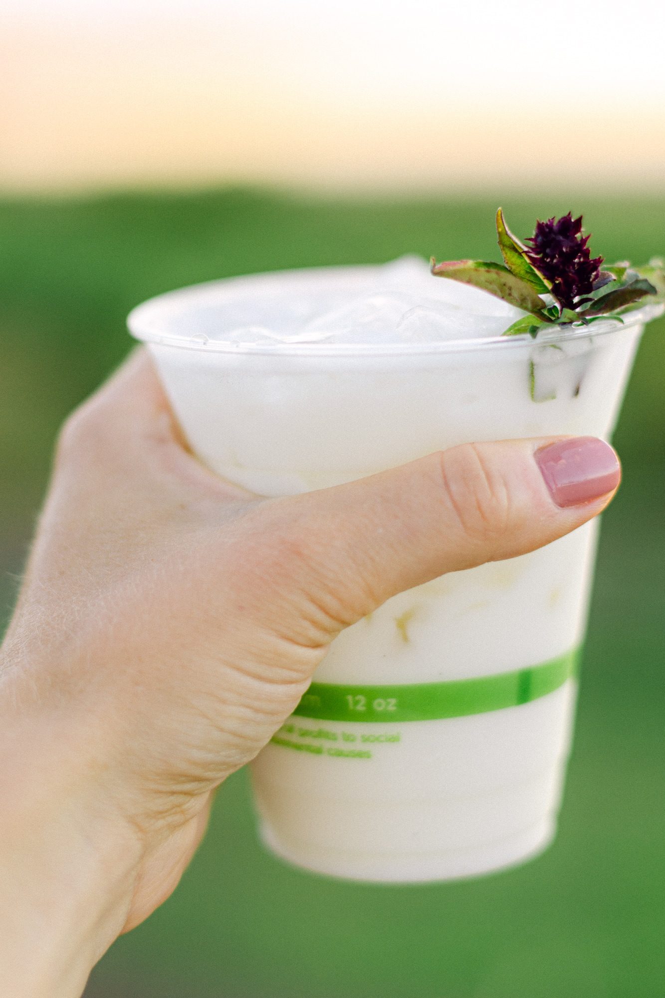 Tropical mocktail at sunset at Ocean Organic Vodka Café during a Maui babymoon dinner