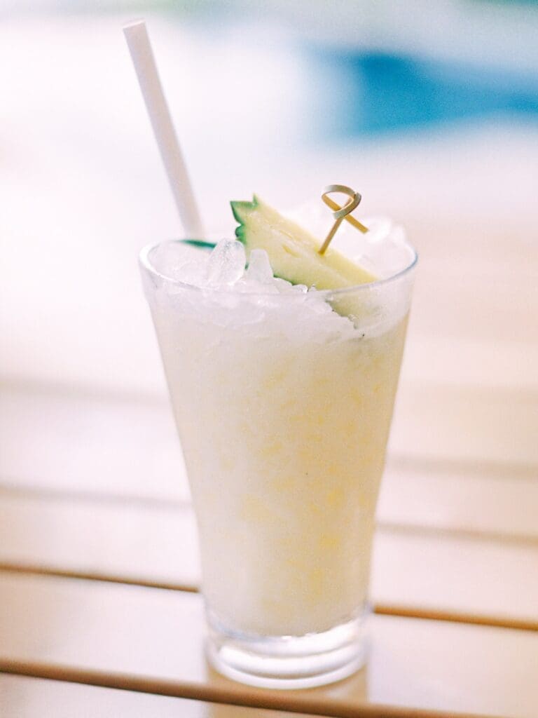 Coconut Wireless mocktail served poolside at the Andaz Maui in Wailea
