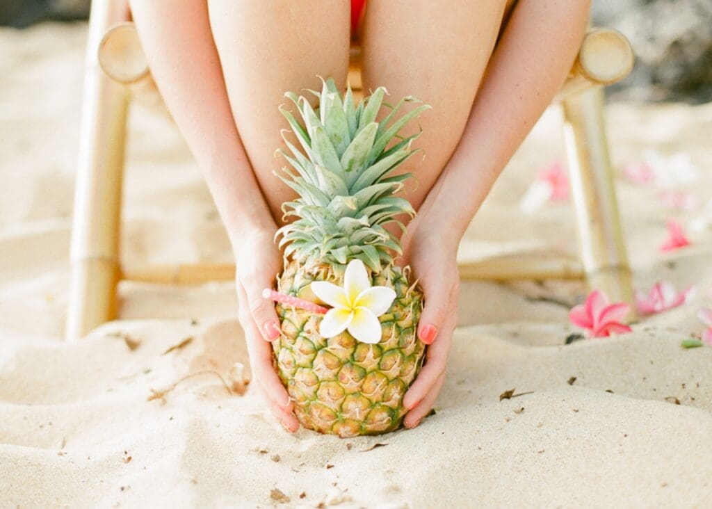 maui gold pineapple cocktail in pineapple